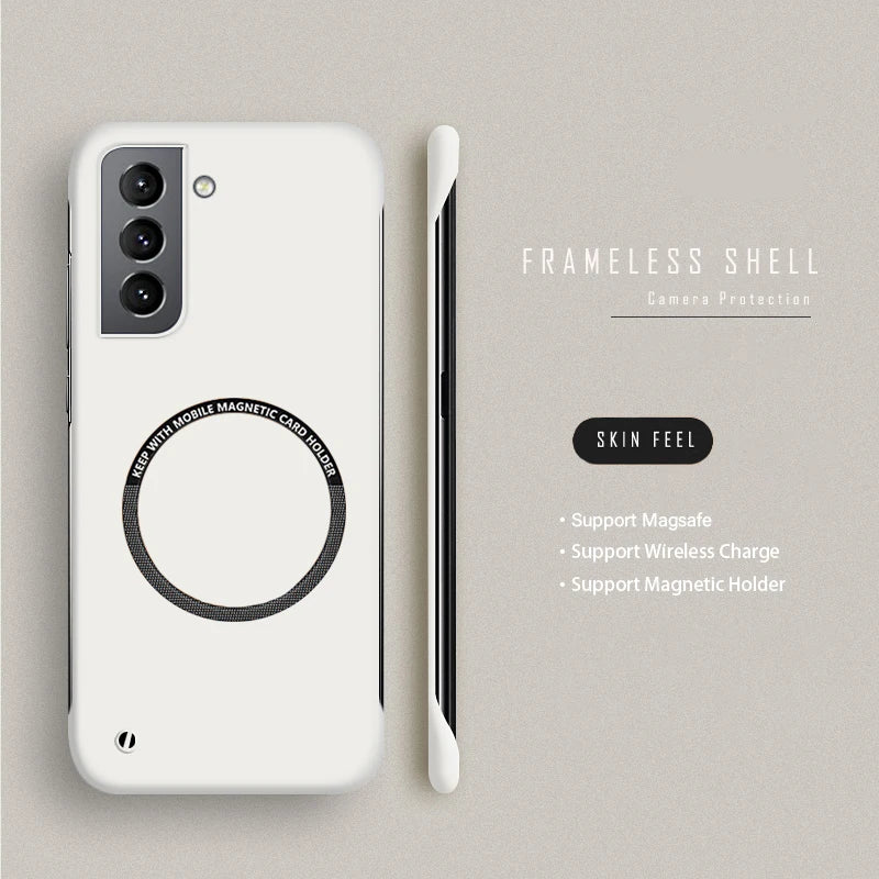 Slim Frameless Phone Case For Samsung S26 S25 Edge S24 S23 FE S22 Plus NOTE 20 Ultra Magsafe Magnetic Matte Cover