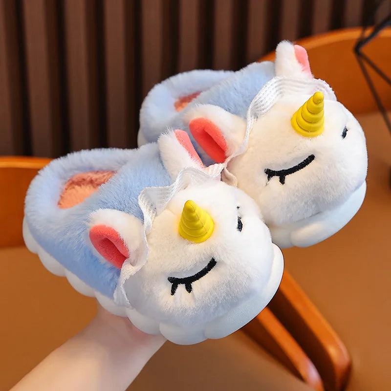 Kids & Family Matching Animal Print Plush Slippers | Cozy Winter Shoes