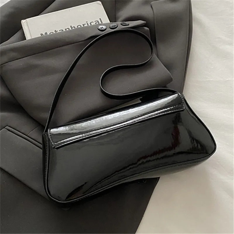Stylish Shiny PU Leather Handbag | Versatile Women's Tote Bag