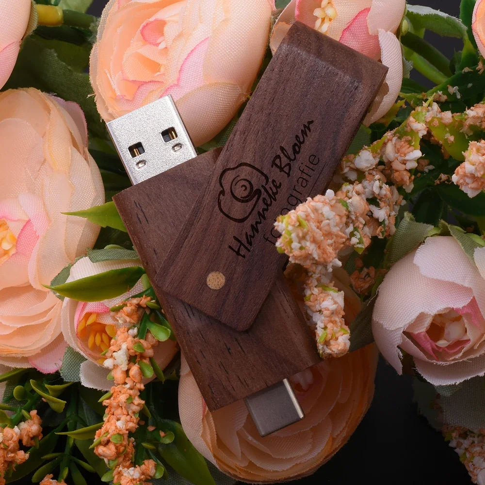 Wooden TYPE-C USB Flash Drive | Custom Logo Pendrive Gifts