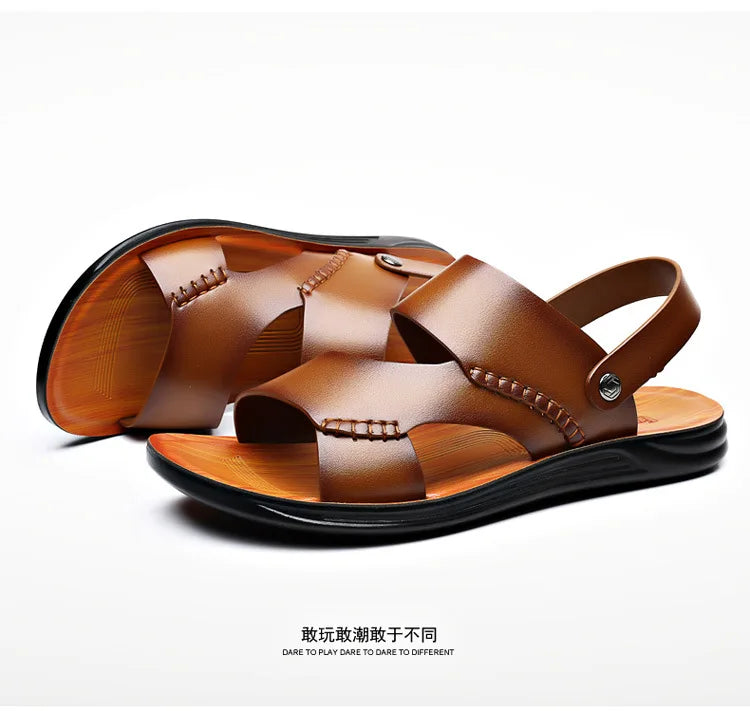 Men's Stylish Leather Sandals | Breathable Casual Beach Shoes