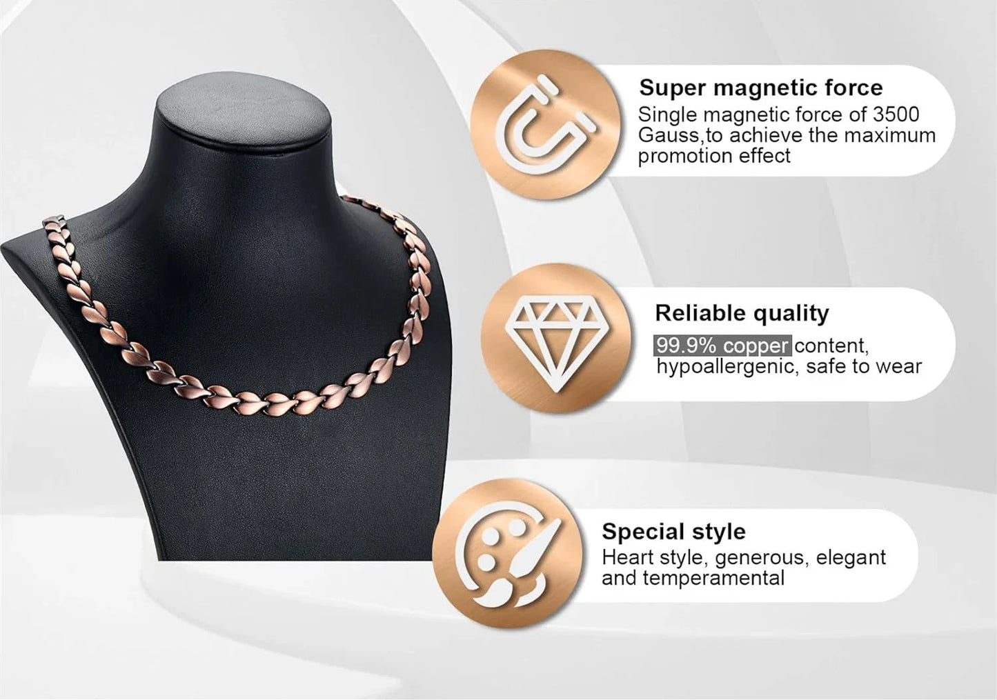 Magnetic Copper Necklace for Women | Leaf-Shaped Jewelry Gift