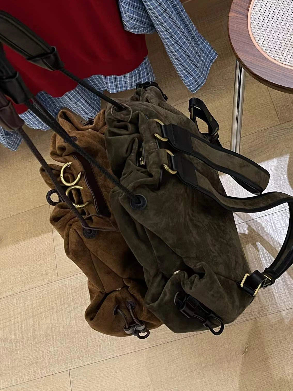 Trendy Retro Frosted Suede Bucket Backpack | Stylish Large Capacity Bag