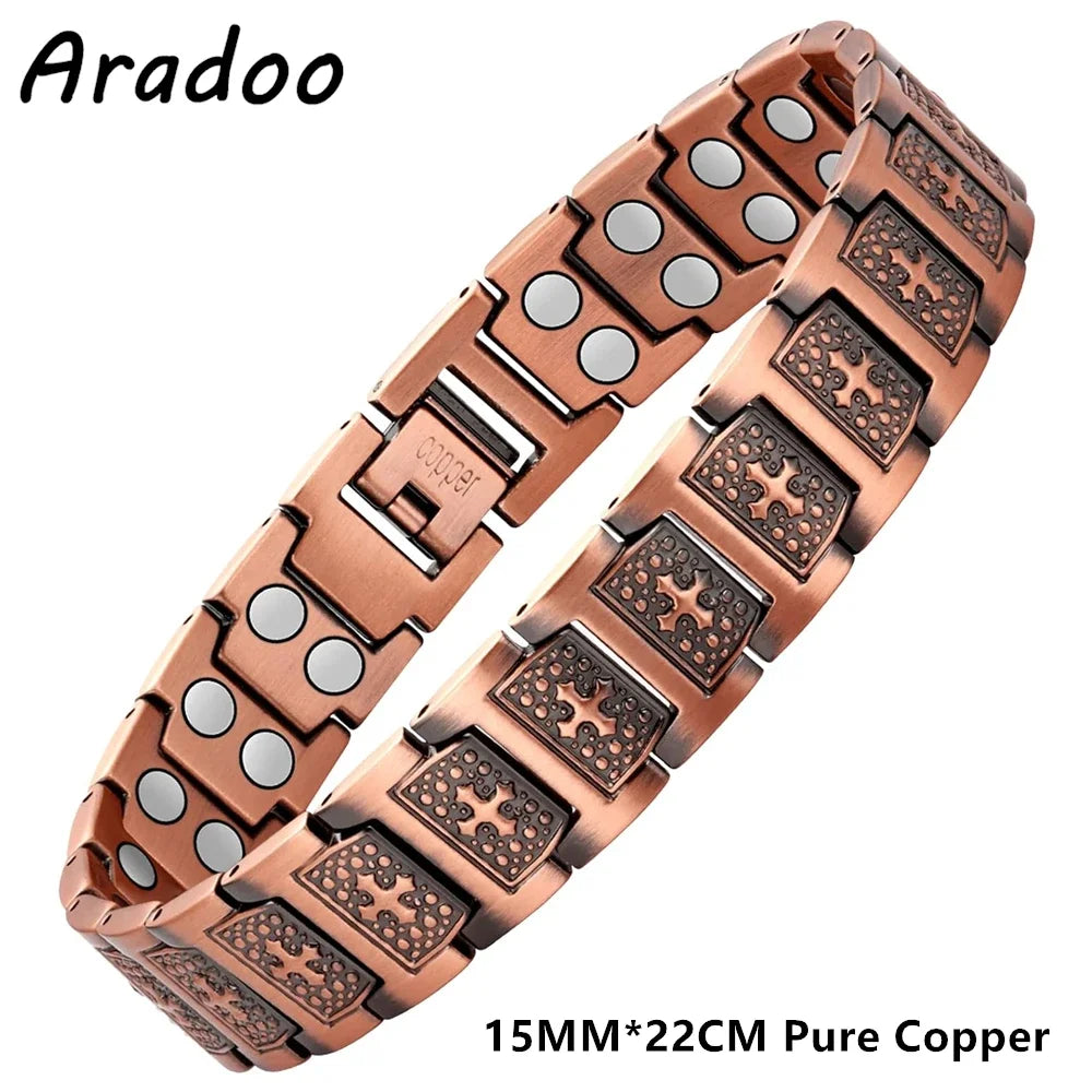 Magnetic Copper Bracelet for Men | Adjustable Link Jewelry Gift