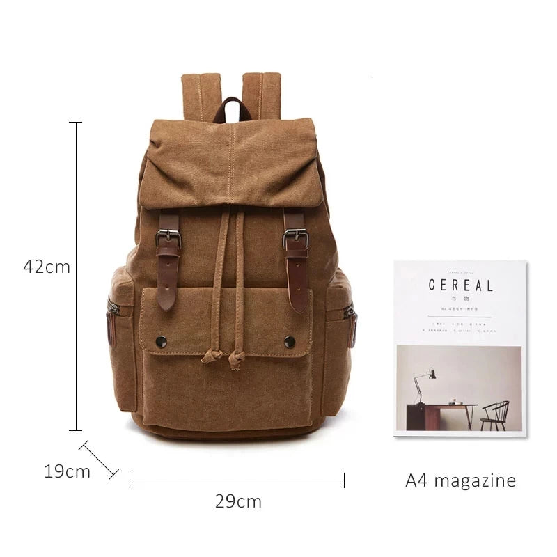 Vintage Canvas Laptop Backpack for School & Travel | Anti-Theft Design