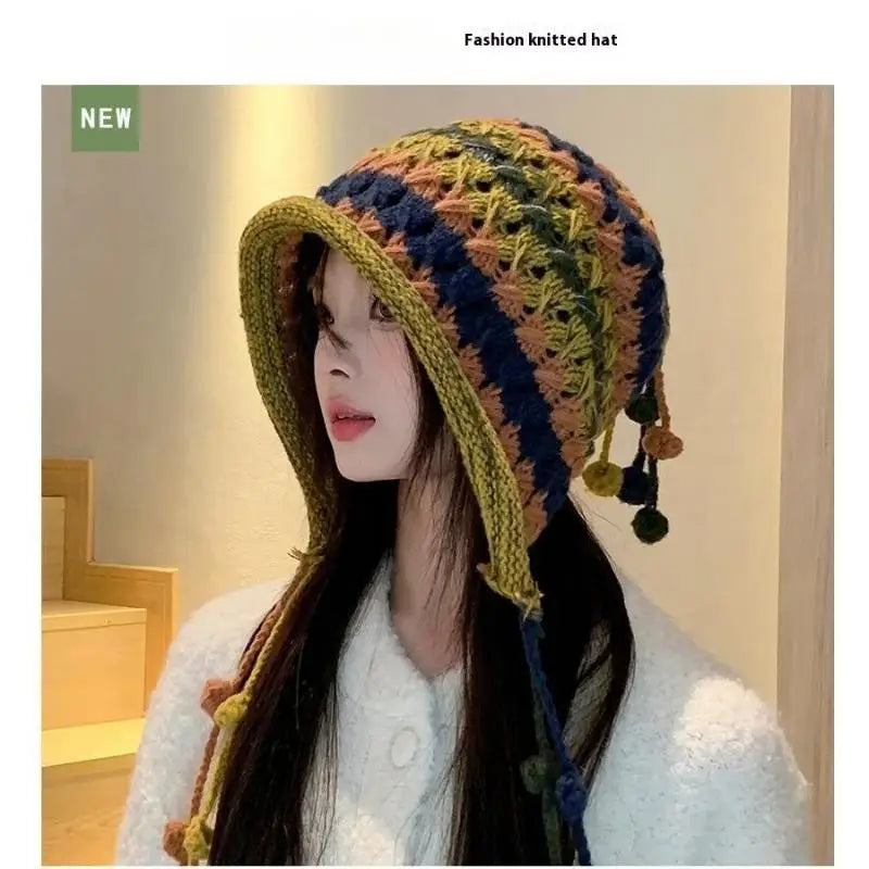 Women's Cute Bear Plush Knitted Hat | Cozy Winter Beanie