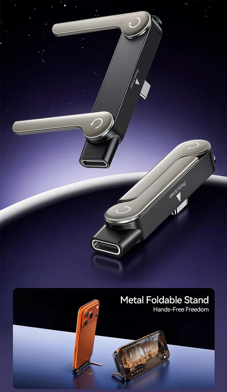 Type C Fast Charger with Foldable Phone Holder & Kickstand