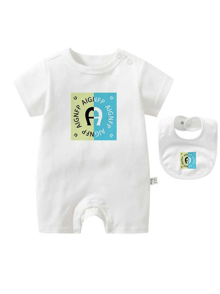 Colorful Newborn Baby Boys Rompers & Bib Scarf Set | Summer Style