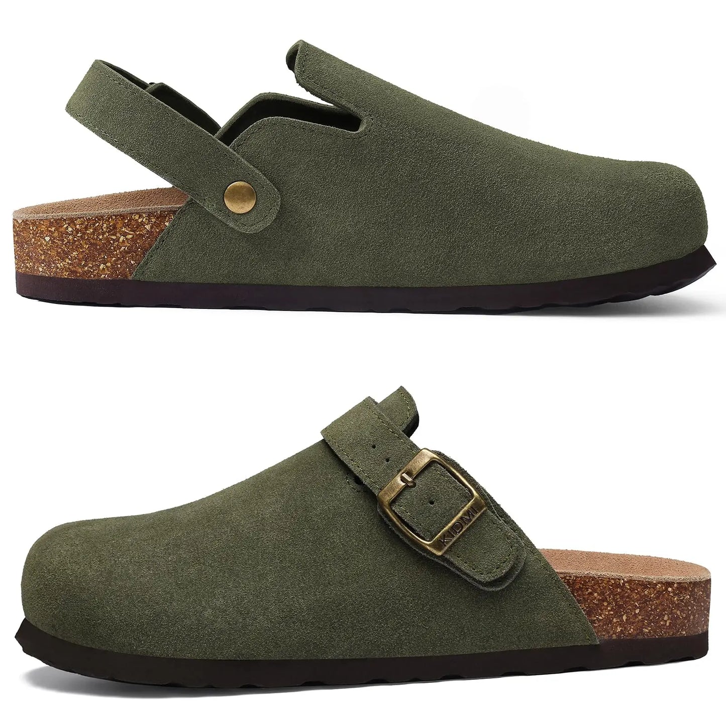 Women's Genuine Leather Clogs with Cork Footbed | Slip-On Comfort Slippers