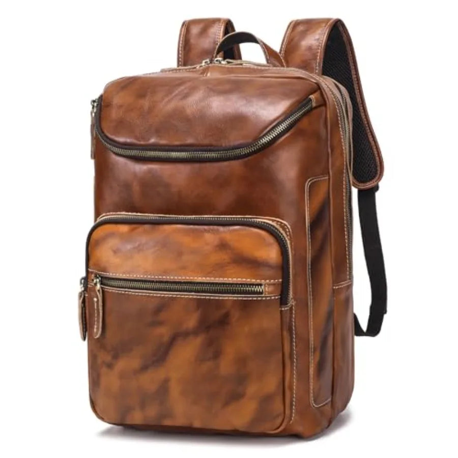Men's Full Grain Leather Backpack | Durable Travel & Laptop Bag