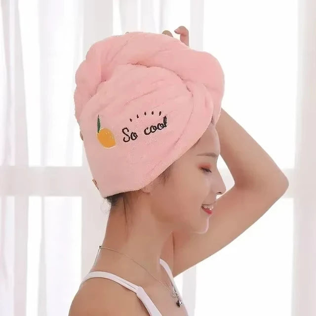 Soft Microfiber Dry Hair Towel | Quick-Dry Embroidered Shower Wrap