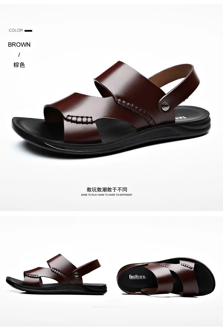 Men's Stylish Leather Sandals | Breathable Casual Beach Shoes