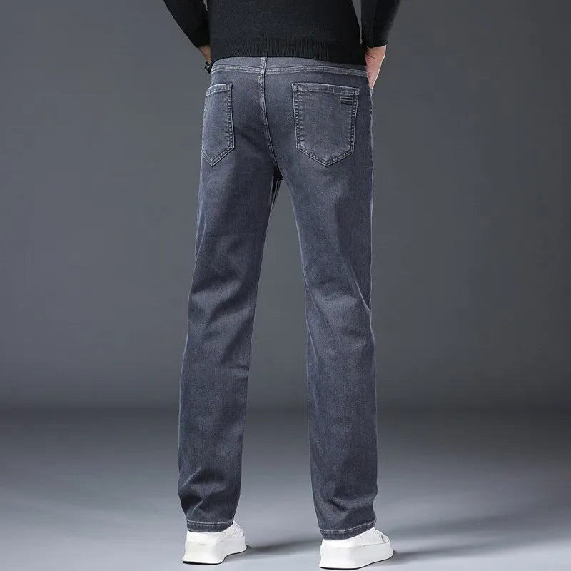 Men's Gray Jeans | Classic Straight Fit Casual Denim Trousers