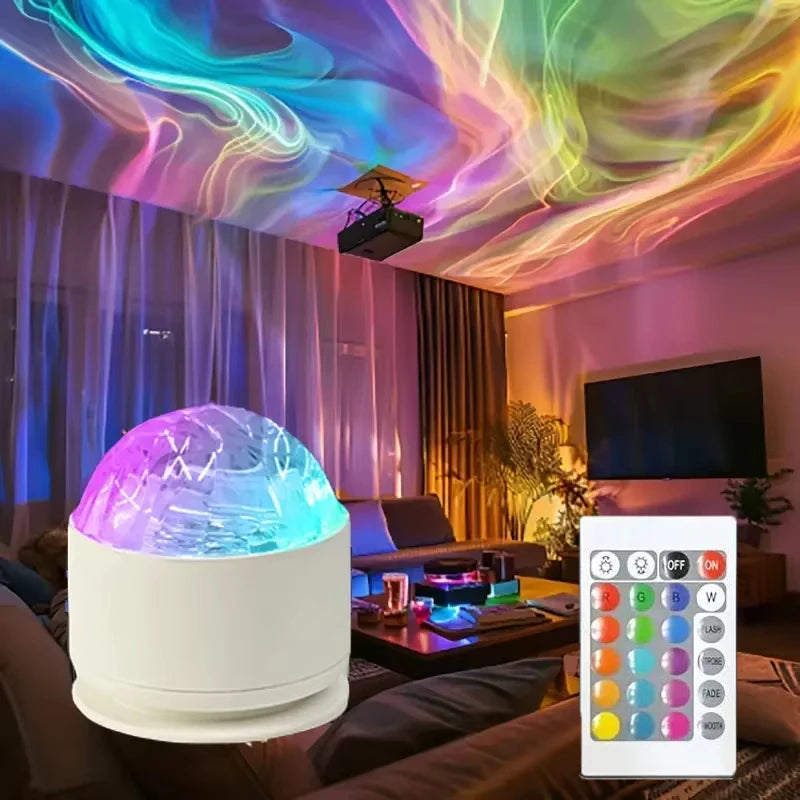USB Powered Ocean Wave Projector Night Light | 16 Color LED Lamp