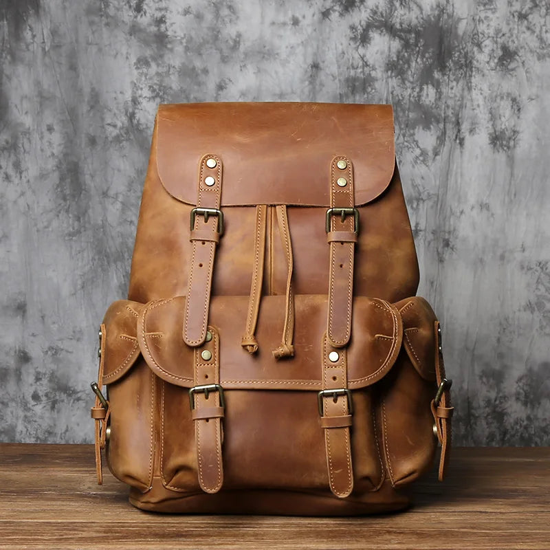 Retro Leather Men's Backpack | Spacious Travel & School Bag