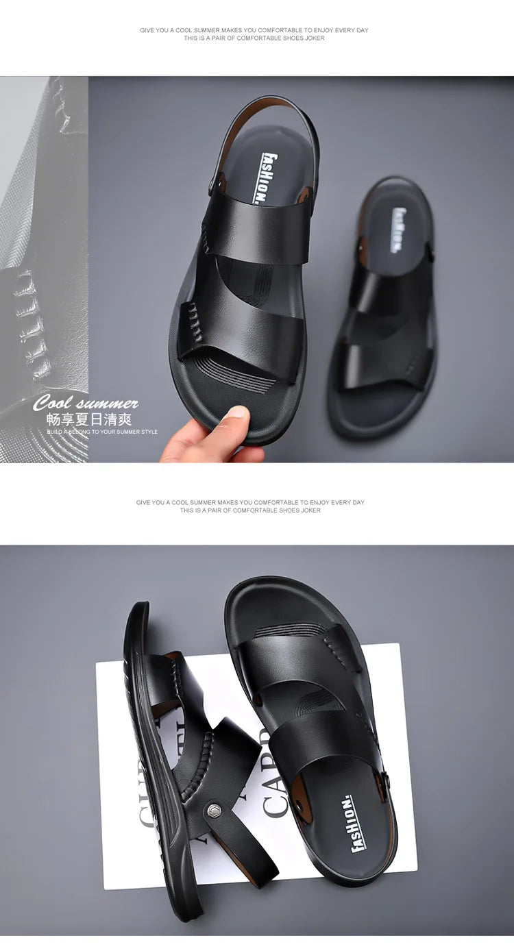 Men's Stylish Leather Sandals | Breathable Casual Beach Shoes