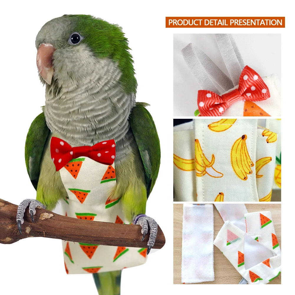 Cute Colorful Fruit Floral Bird Diaper | Washable Pet Flight Suit