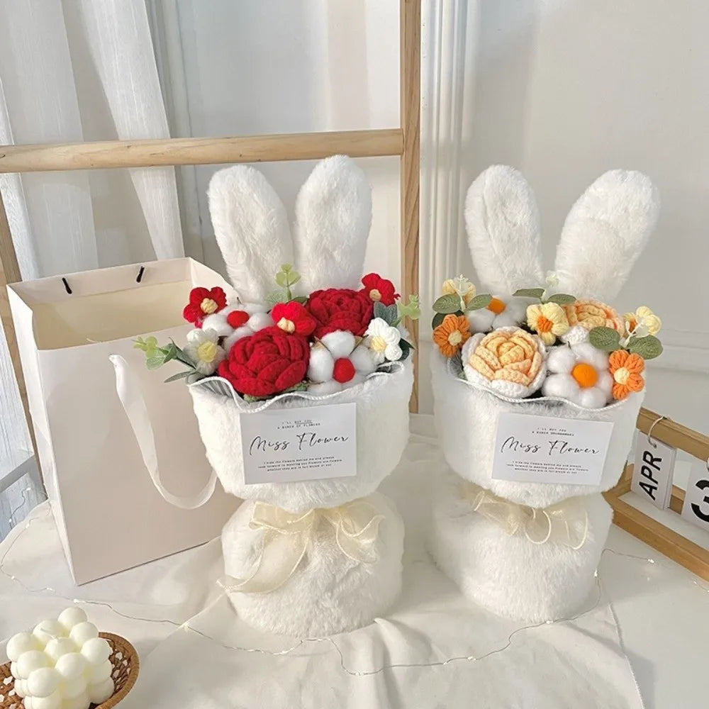 Ramo de flores de ganchillo hecho a mano | Set de regalo creativo de rosas tejidas