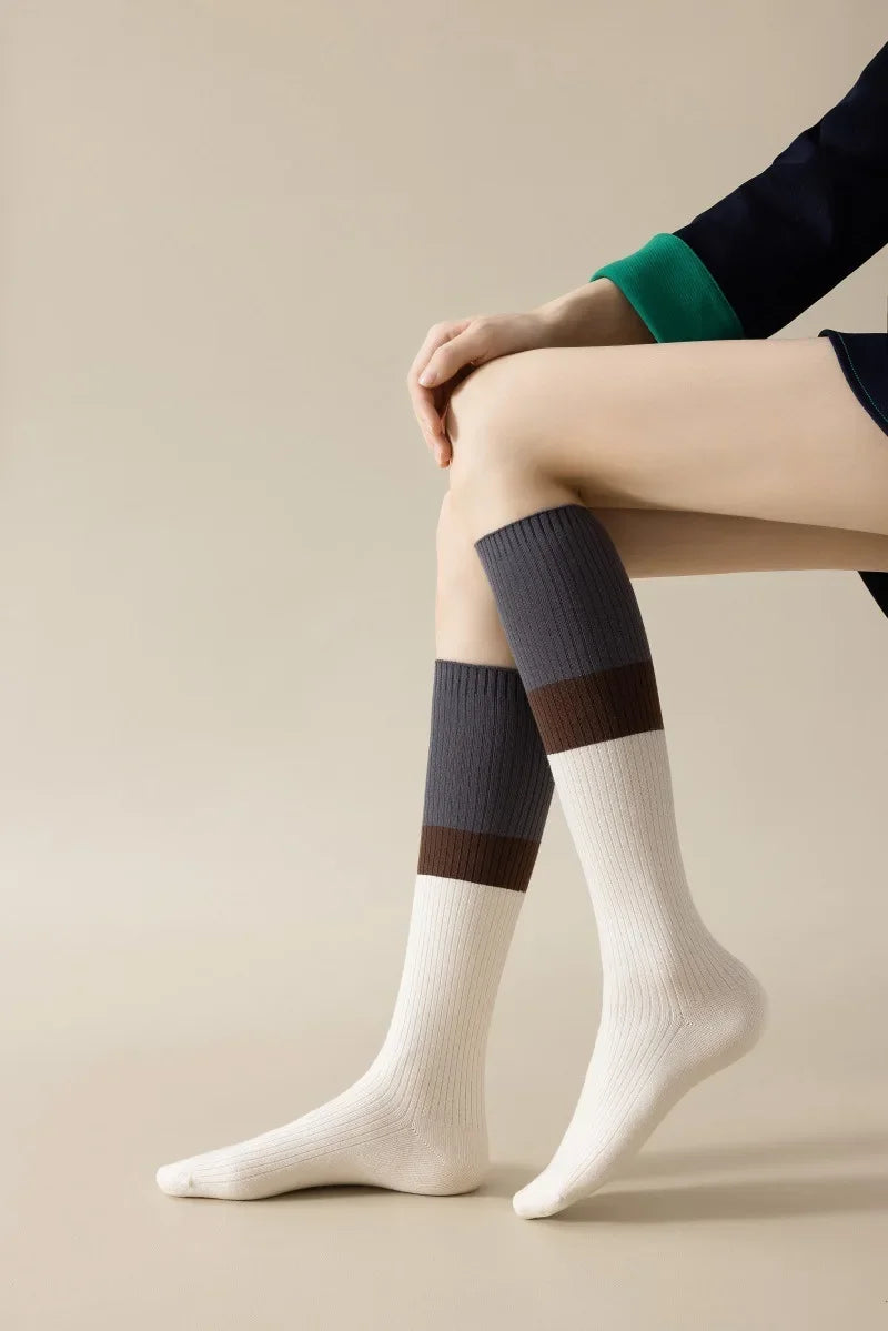 Women's Cotton Color Matching Knee Socks | Fashion-Forward Style