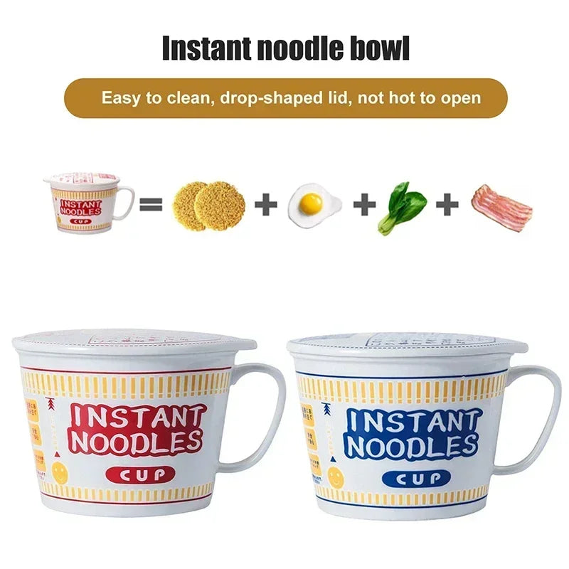 Cuenco de ramen de gran capacidad con asa | Elegante cuenco de cerámica para fideos