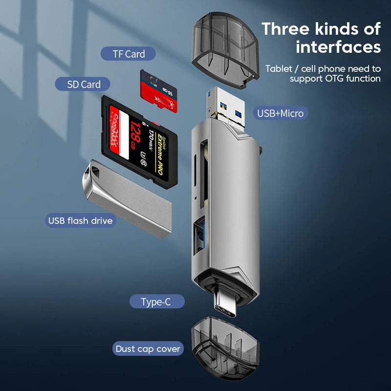 Universal 6 in 1 Card Reader | USB3.0 Multi-Function Adapter