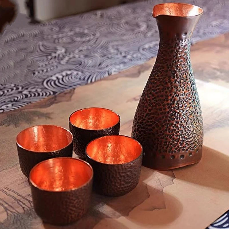 Copper Wine Warmer Wine Pot,Vintage Thickened Old-Fashioned Wine Cup,Pure Copper Small-Sized Sake Pourer,Japanese-Style Sake Pot
