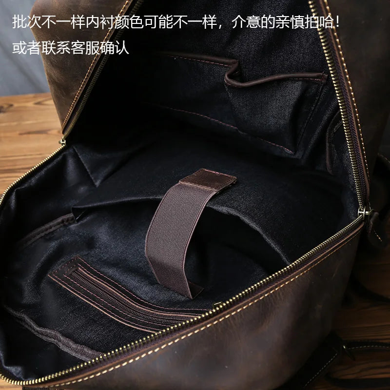 Large Capacity Retro Leather Men's Backpack for Travel & Work