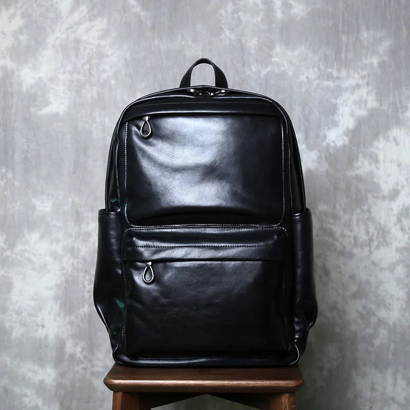 Vintage Leather Backpack for Men | Retro Casual Cowhide Design