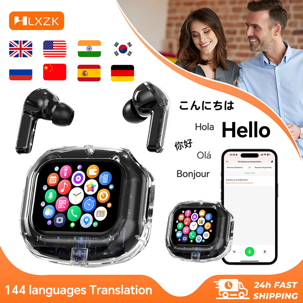 Wireless Bluetooth Headphones with Real-Time Translation