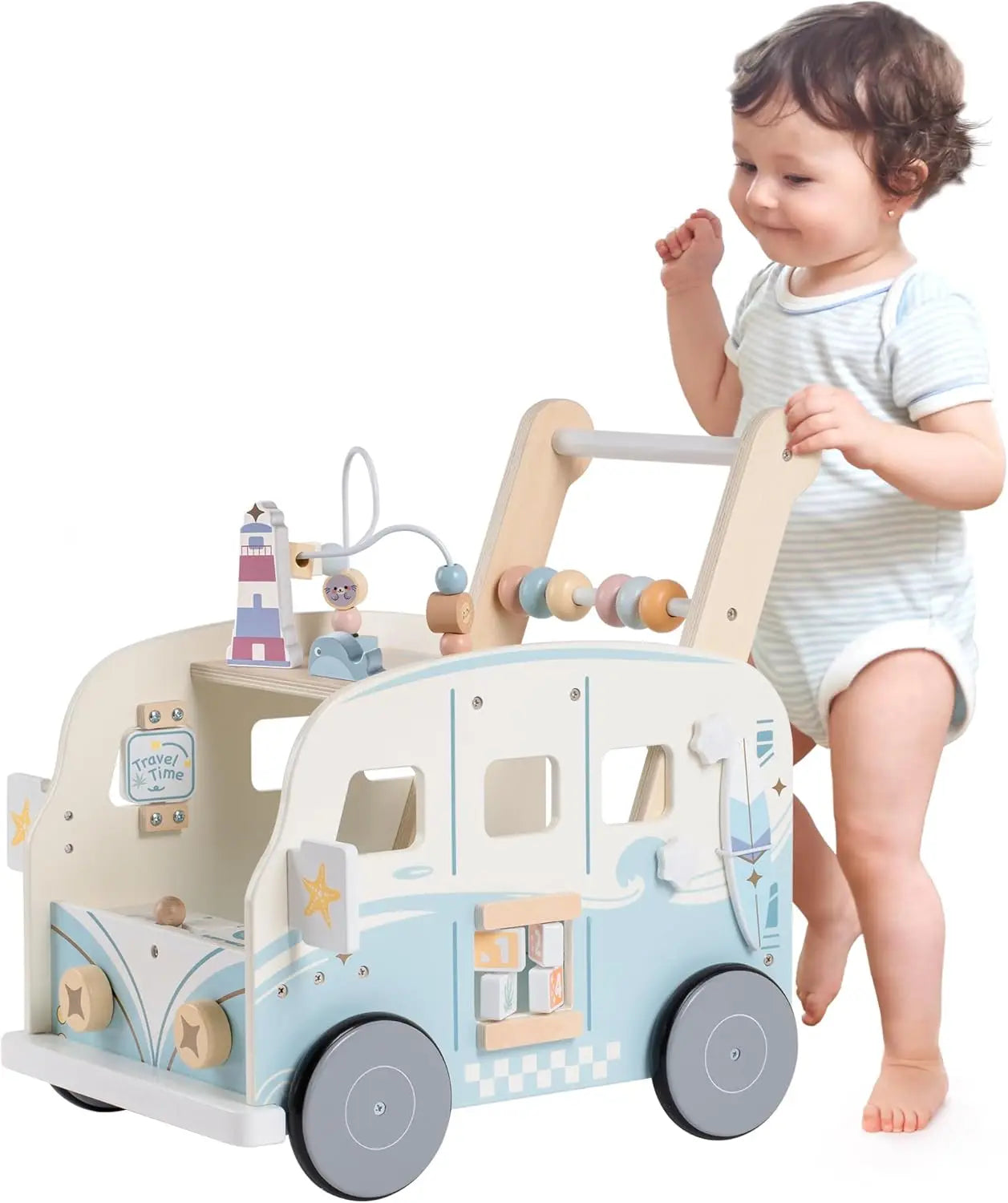 Multifunctional Wooden Baby Walker | Engaging Activity Push Toy