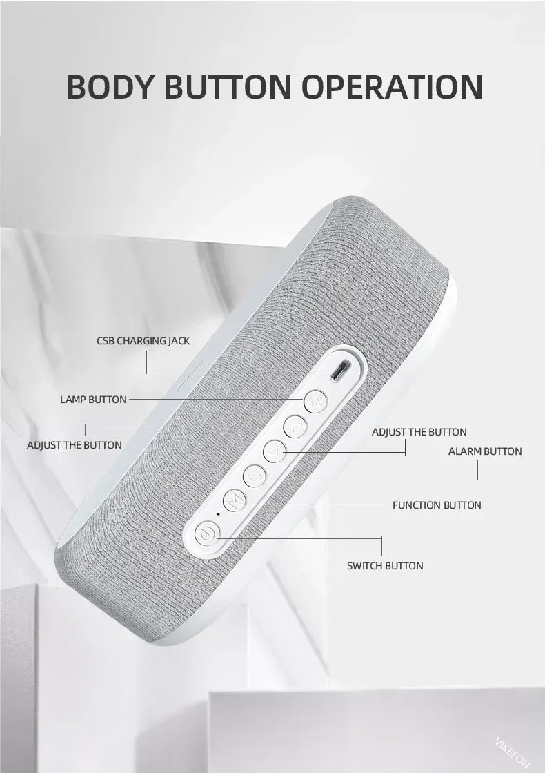 15W Wireless Charger Alarm Clock with LED Night Light — Multifunction Bedside Dock, Digital Thermometer & Time Display for iPhone 17 / 16 / 15 / 14 / 13 & Qi-Compatible Phones