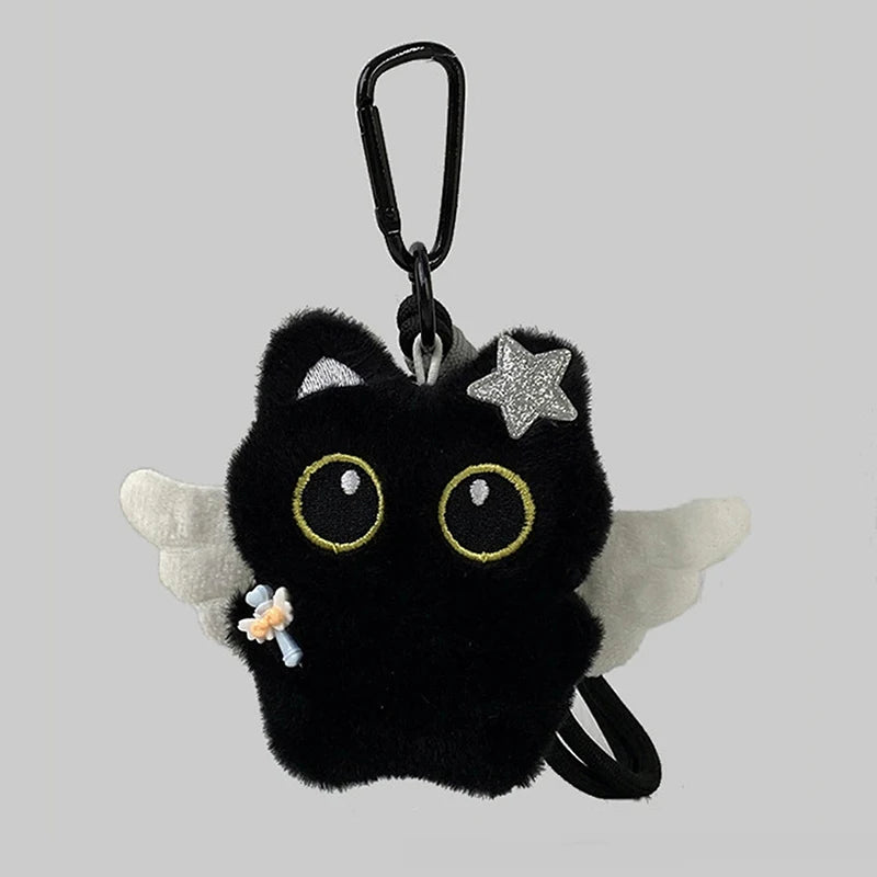 Adorable Plush Black Cat Doll Keychain | Cute Backpack Pendant