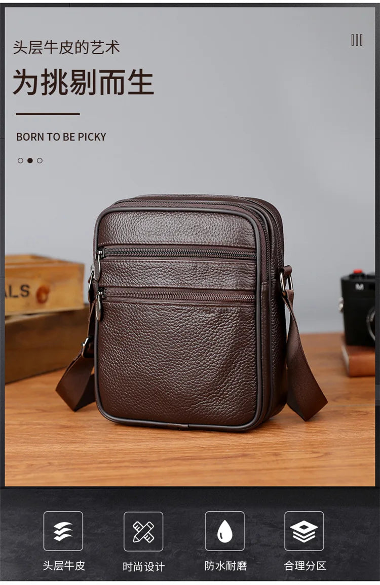 Men's Casual Sling Messenger Bag | Genuine Leather Crossbody