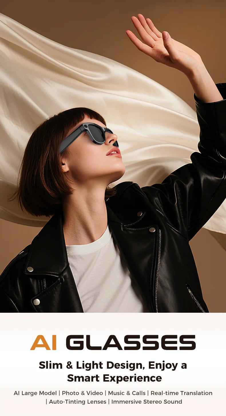 AI Smart Glasses | Real-Time Translation, Video Recording & Music