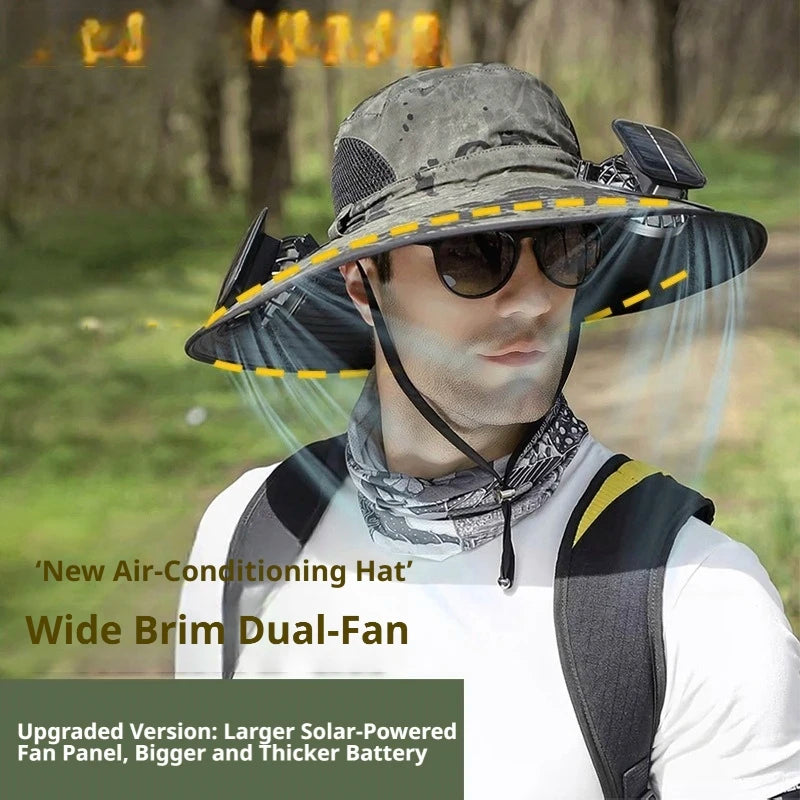 Camouflage Solar Powered Fan Hat | UV Protection Outdoor Gear