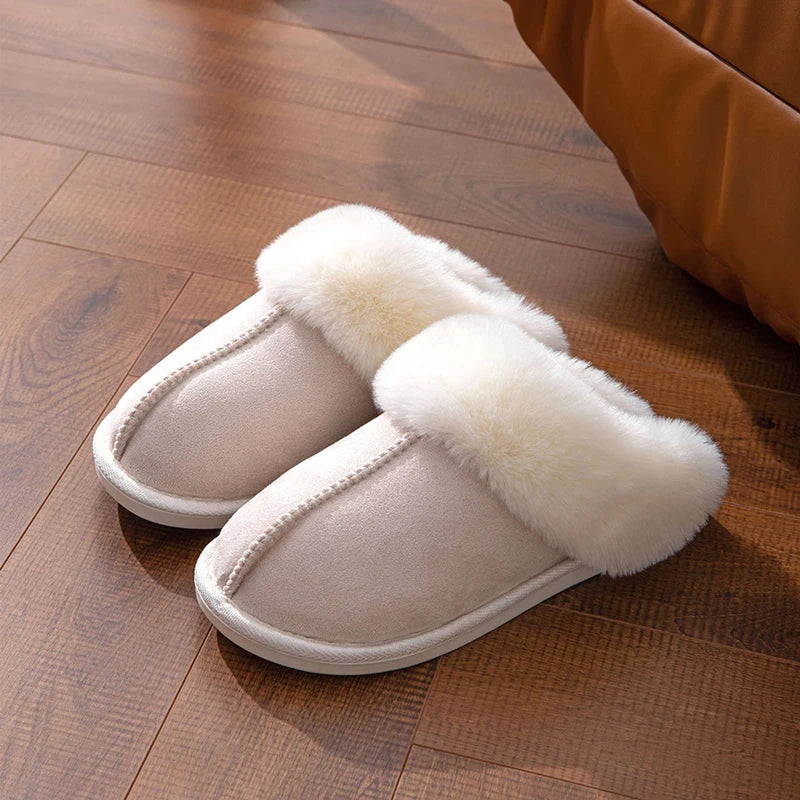 Winter Warm Faux Suede Fur Slippers | Cozy Plush Indoor Slides