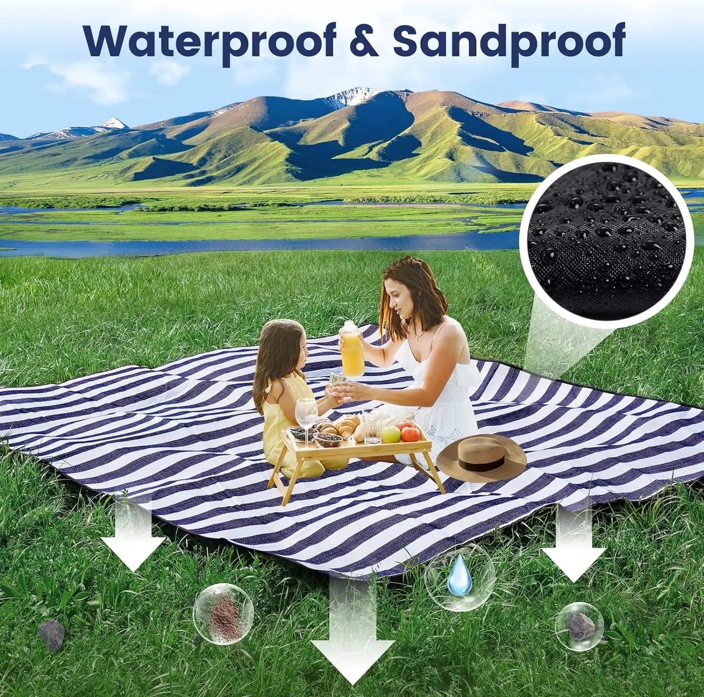 Extra Large Waterproof Picnic Blanket | Family-Friendly Beach Mat