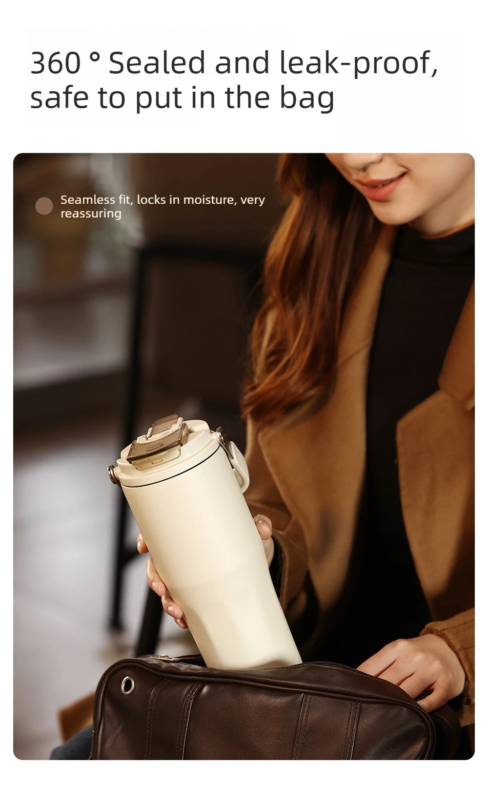 800ML Insulated Travel Tumbler with Straw & Tea Infuser | Leakproof Design