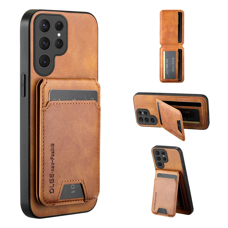 Magnetic Wallet Card Slot Holder Leather Phone Case