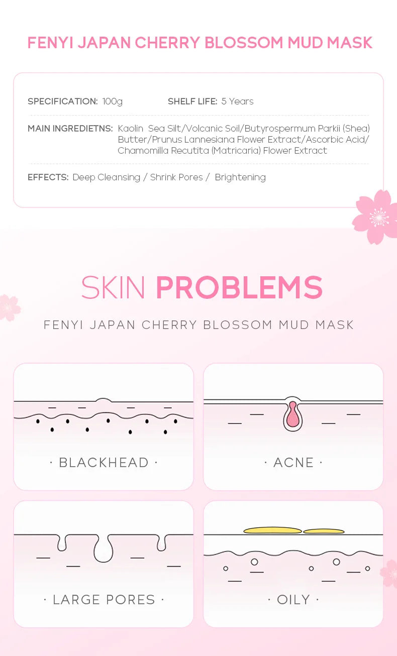 Sakura Mud Face Mask | Deep Clean Blackhead Control for Radiant Skin