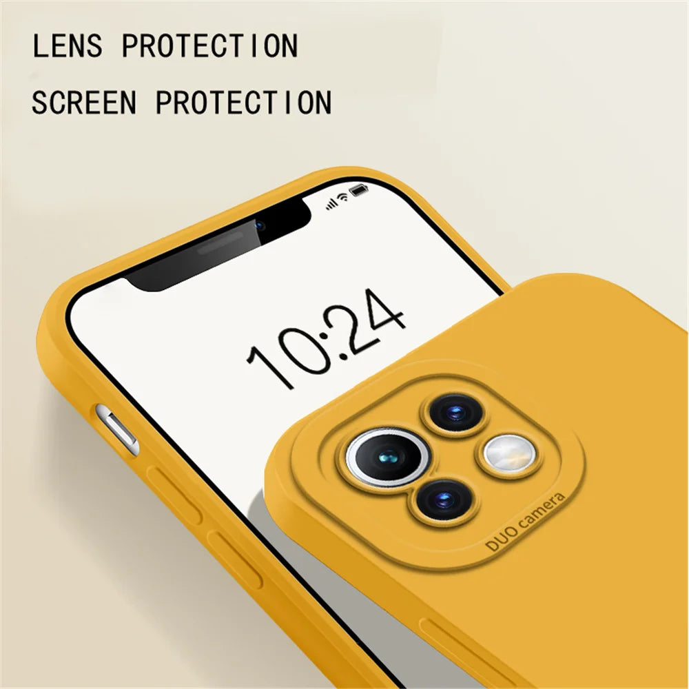 Fashion Lens Protection Phone Case for Xiaomi 17 Pro Max 12 13 13T 14 15 Pro Square Candy Built-in Fluff Shockproof Soft Cover