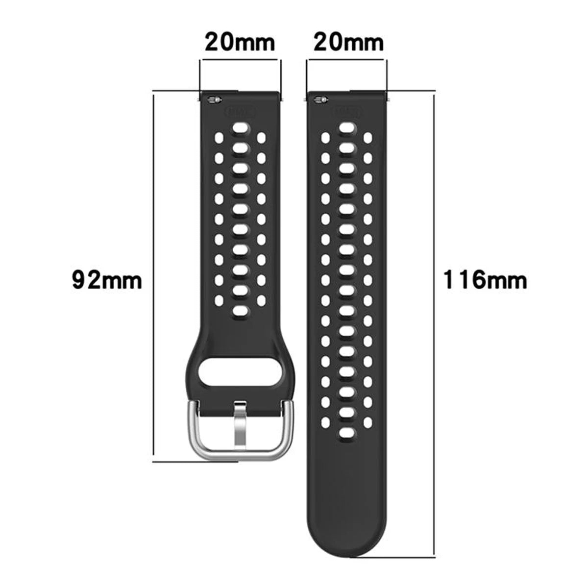 20mm Silicone Sport Watch Strap | Breathable Replacement Band