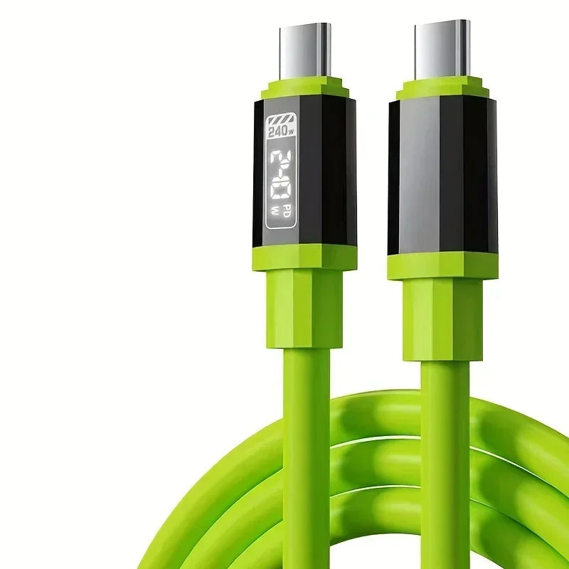 240W Fast Charging USB A C Cable with Power Display | Universal Compatibility