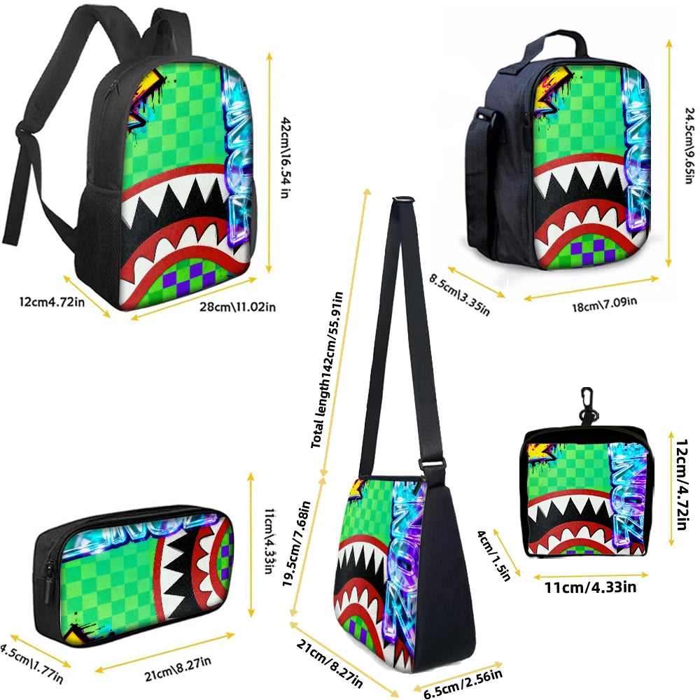 Trendy Shark Graphic Backpack Set | Ideal for School & Adventures