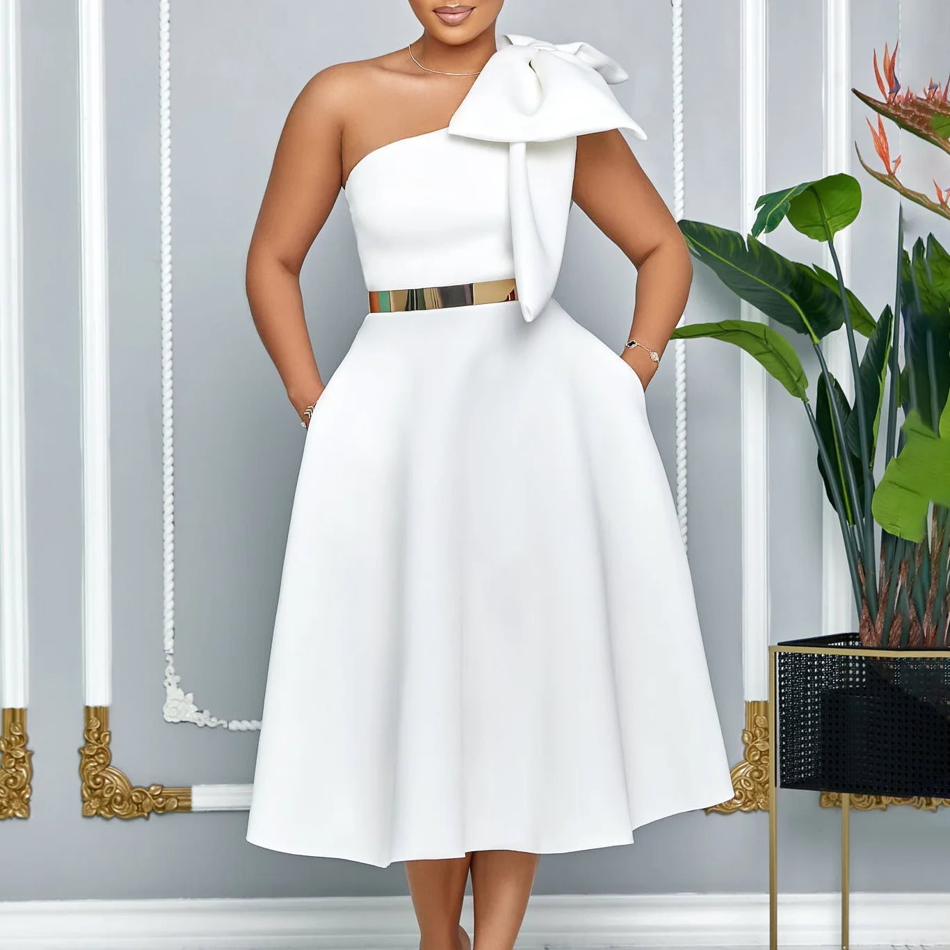 Elegant One Shoulder Dress for Women | Luxurious Summer Fashion