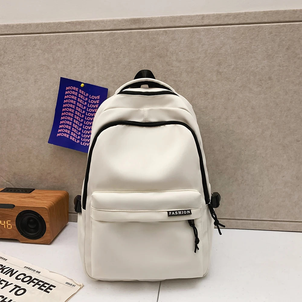 Large Capacity Solid Color Backpack for School & Travel