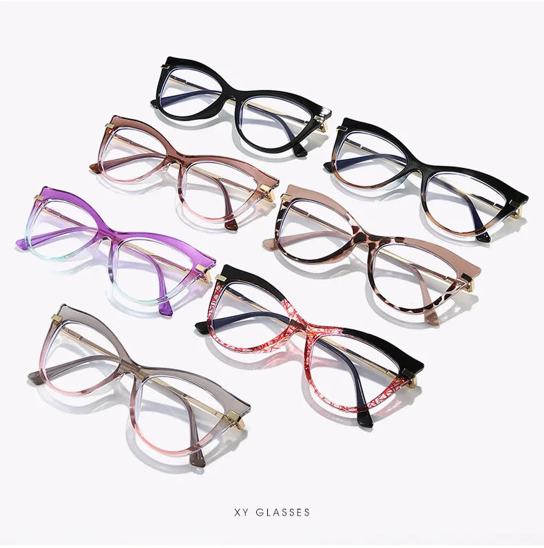 Gradient Cat-Eye Glasses | Retro Y2K Style for Fashion Enthusiasts
