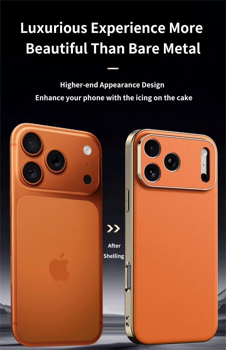Funda de lujo de piel para iPhone | Protección total de la lente