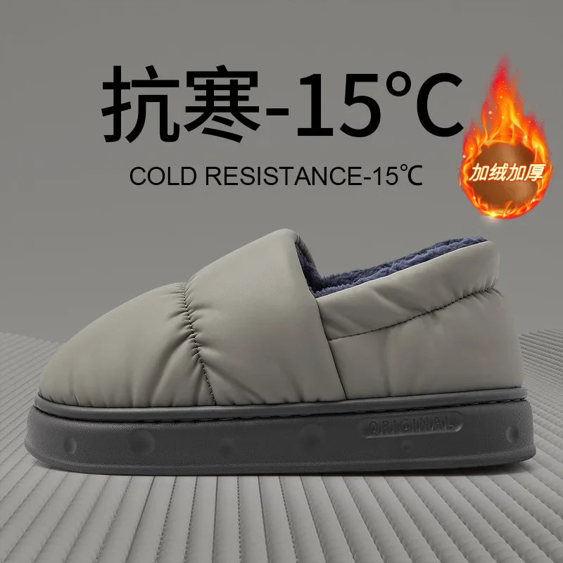 Men's Winter Wool Plush Slippers | Thick Non-Slip House Shoes