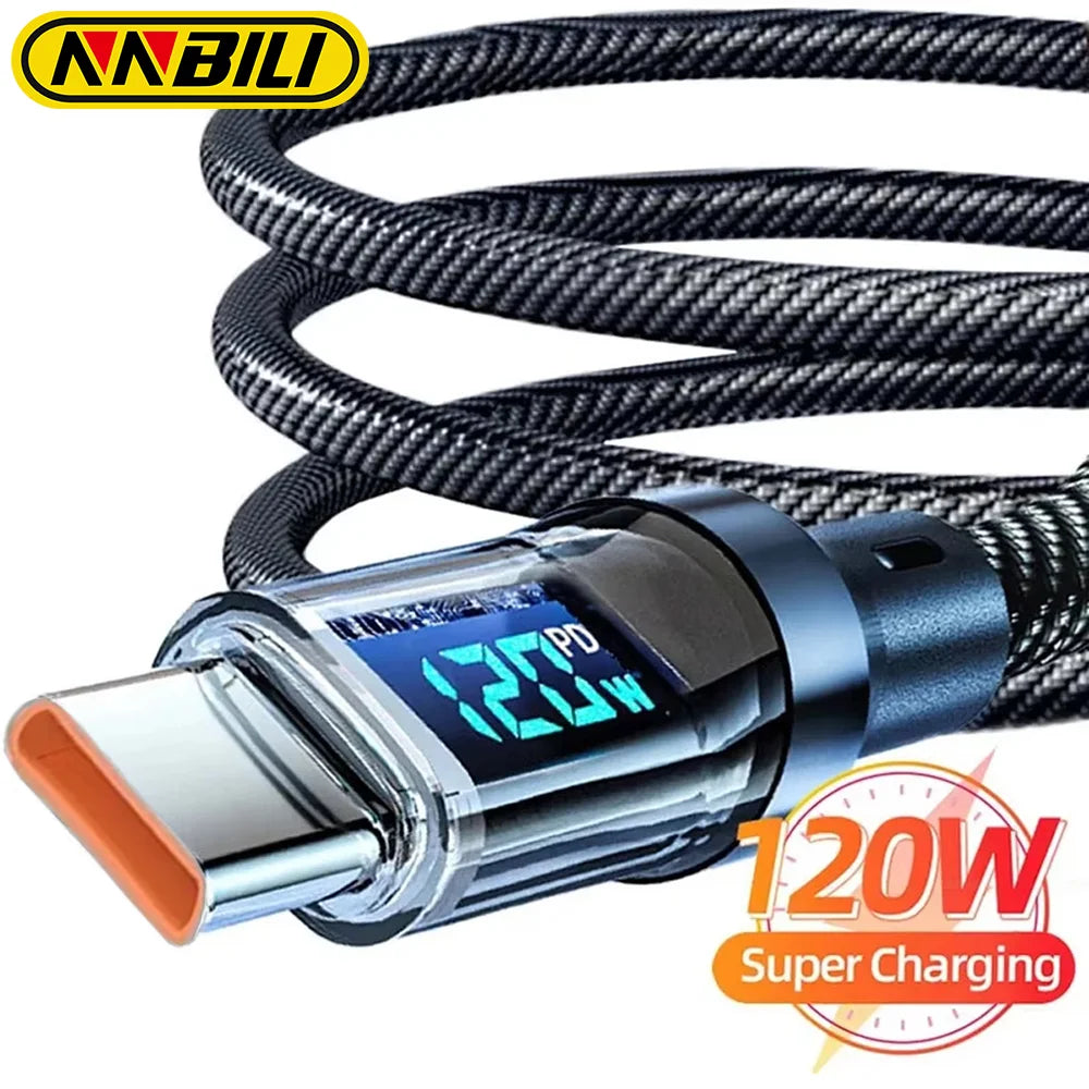 Super Fast Charging USB to Type C Cable with LED Display